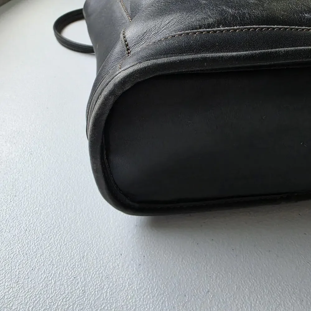 Vintage Coach Bleeker Tote Bag Small Black Leather Shoulder Purse 9305 USA